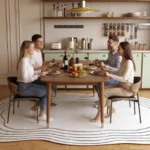 walnut tone mid century modern kitchen table 3