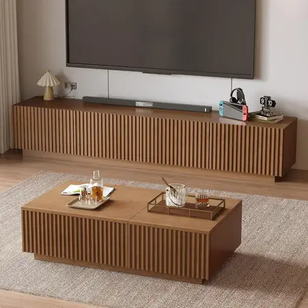walnut tv stand and lift top coffee table set