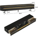 wide black media console with flip down storage 3